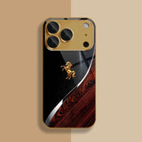 Luxury Golden Horse Pattern Glass Case for iPhone