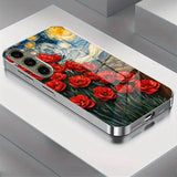 Starry Sky And Floral Plated Tempered Glass Case For Samsung