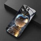 Luxury Waterdrop Crystal Apple Pattern Glass Case for iphone