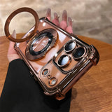 Plating Magnetic With Stand Shockproof Case For iPhone