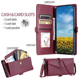 Leather Long Lanyard Wallet Flip Case for Samsung