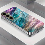 Dazzling Galaxy Electroplated Tempered Glass Phone Case For Samsung