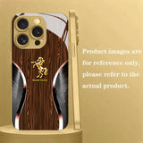 Luxury Golden Horse Wood Grain Pattern Case for iPhone