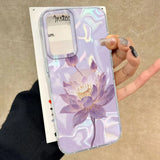 Luxury Pink Peony Lotus Print Women Phone Case For Samsung