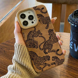 Vivid Leopard Pattern Bonded Leather Shockproof Case For iPhone