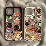 Colorful Cat Design Clear Anti-fall Hard Phone Case For iPhone