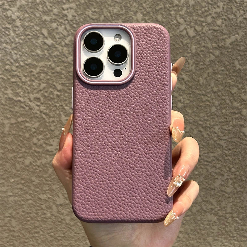 Leather Business Lichee Pattern Phone Case For iPhone