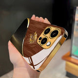 Luxury Gold Dragon Head Metallic Paint Glass Case for iPhone