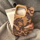 Vivid Leopard Pattern Bonded Leather Shockproof Case For iPhone