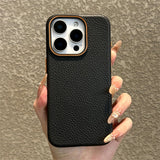Leather Business Lichee Pattern Phone Case For iPhone