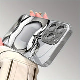 Clear Crystal Apple Pattern Plating Glass Phone Case For iPhone