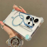 Transparent Acrylic Airbag Camera Stand Magnetic Case for Samsung