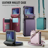Leather Crossbody RFID‑Blocking Card Slots Wallet Case for Samsung Z Flip