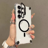Transparent Acrylic Airbag Camera Stand Magnetic Case for Samsung