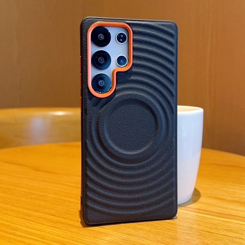 Magnetic Ripple Pattern Leather Case For Samsung