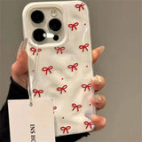 Red Bow Dots Folds Texture Shockproof Soft Phone Case for iPhone