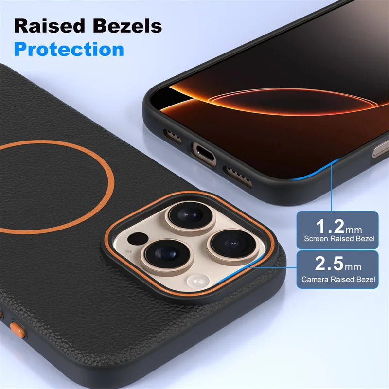 Leather Lichee Texture Protector Magnetic Case For iPhone
