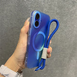 Clashing Colours Chameleon Magnetic Shockproof Lanyard Soft Case for iPhone