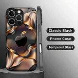 Black‑Gold Gradient Ripple Apple Pattern Case for iPhone