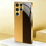 Black Gold Electroplated tempered glass phone case for Samsung