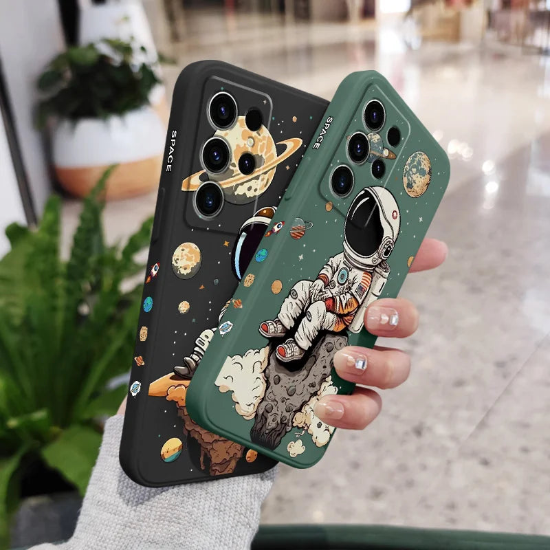 Saturn Cute Astronaut Phone Case For Samsung Galaxy