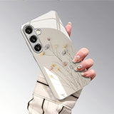 Luxury Floral Pattern Electroplate Glass Phone Case For Samsung