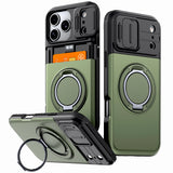 Armor Reinforced Shock‑Absorbent Case With Card Slot & Stand for iPhone