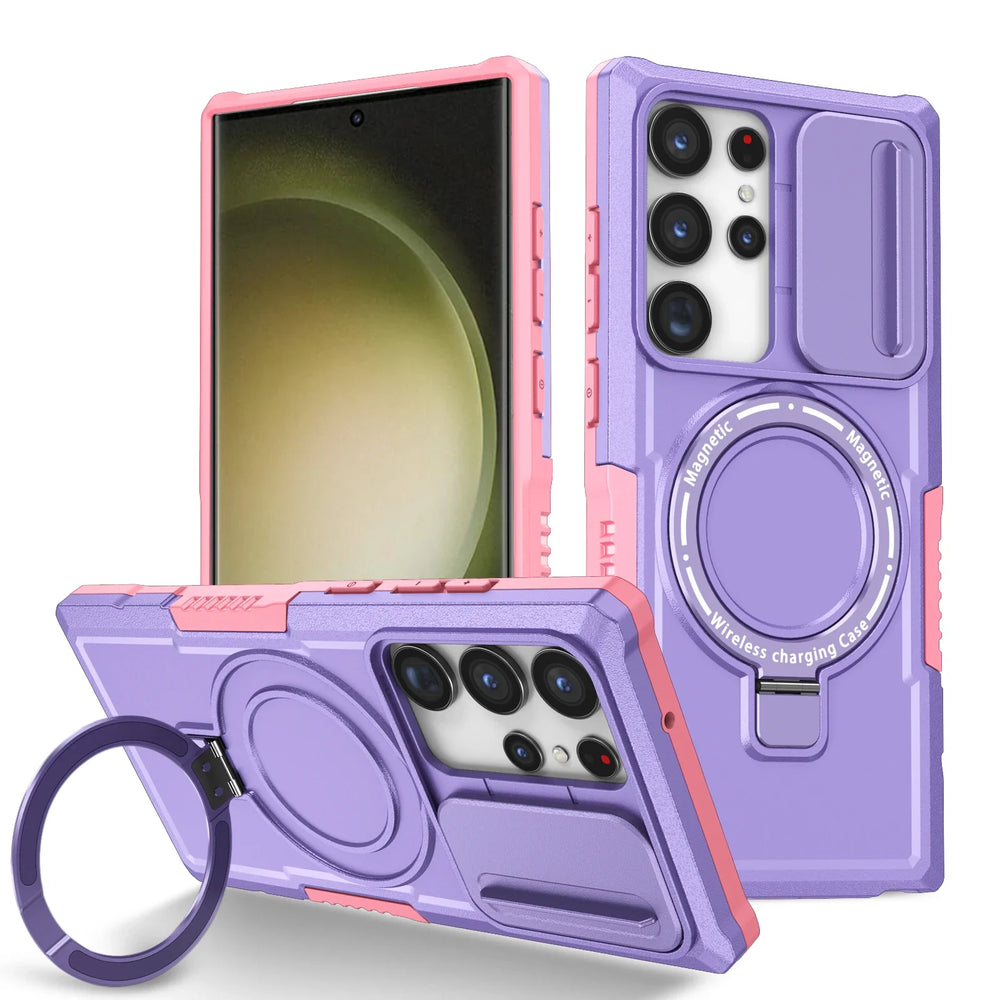 Hit Color Armor Magnetic Bracket Slide Camera  Case For Samsung