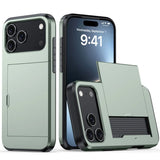 Luxury Solid Color Push Pull Wallet Card Slot Phone Case For iPhone