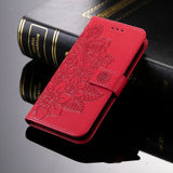 Leather Embossed Flower Magnetic Wallet Flip Case for Samsung