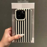 Colorful Striped Minimalist Couple Phone Case for iPhone