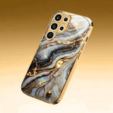 Rock Texture Electroplated tempered glass phone case for Samsung