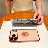 Luxury Electroplated Flower Ring Case for iPhone