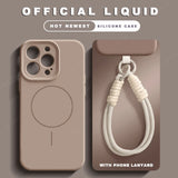 Liquid Silicone Lanyard Magnetic Phone Case For iPhone