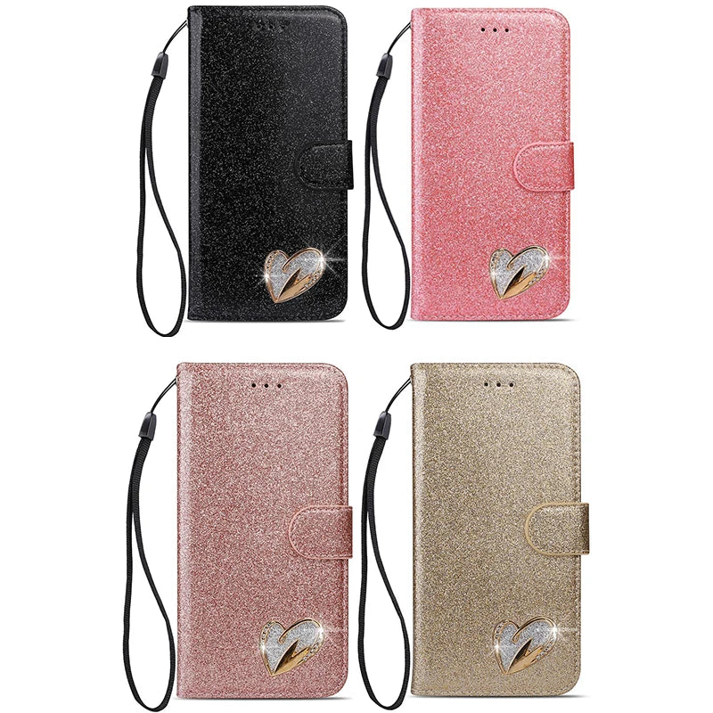 Wallet Glitter Clamshell High-end Case For iPhone