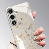 Luxury Floral Pattern Electroplate Glass Phone Case For Samsung