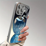 Crystal Apple Pattern Plated Glass Case for iPhone