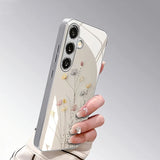 Luxury Floral Pattern Electroplate Glass Phone Case For Samsung