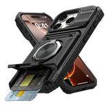 Armor Card Slot Ring Stand Shockproof Case For iPhone