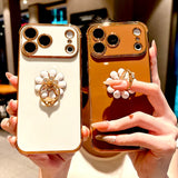 Luxury Electroplated Flower Ring Case for iPhone
