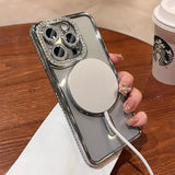 New Fashion Glitter Diamond Magnetic Transparent Case For iPhone