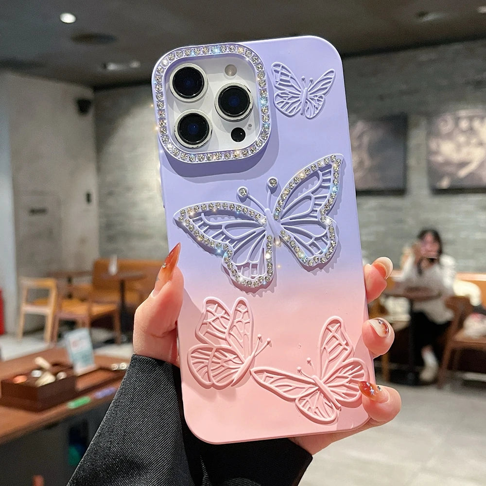 Luxury Gradient Color Butterfly Case for iPhone