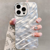 Luxury Plating Silicone Shiny Water Ripple Pattern Case For iPhone