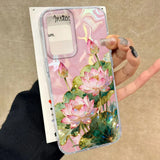 Luxury Pink Peony Lotus Print Women Phone Case For Samsung
