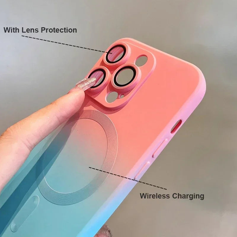 For Magnetic Gradient Silicone Shockproof Case for iPhone