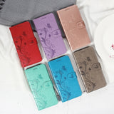 Butterfly & Flower Pattern Leather Flip Wallet Case for iPhone