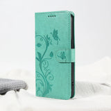 Butterfly & Flower Pattern Leather Flip Wallet Case for iPhone