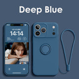 Ring Stand Magnetic Liquid Silicone Shockproof Soft Case for iPhone
