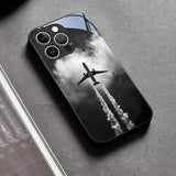 Minimalist Air Travel Print Tempered Glass Phone Case For iPhone