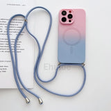 Magnetic Gradient Color Crossbody Lanyard Shockproof Case For iPhone